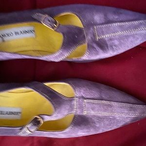 Manolo Blahnik Purple suede low heeled shoes